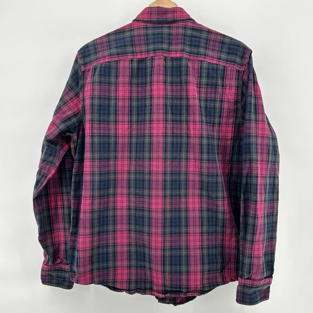 Abercrombie Fitch Shirt Mens L Red‎ Green Plaid Dadcore Preppy